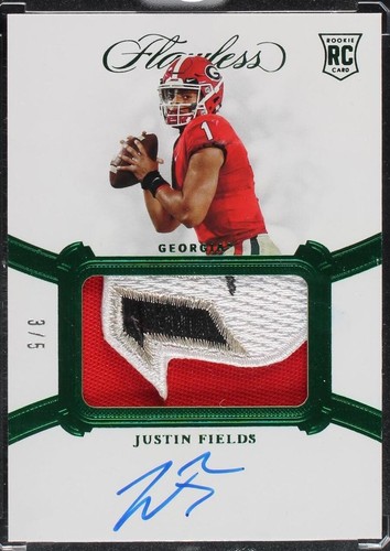 Justin Fields rated rookie サイン NFL カード 2021 National Treasures Collegiate Justin Fields Patch Auto /25