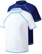 Boys Rash Guard Short Sleeve Swim Shirt UPF 50 Sun UV Protection Youth Top