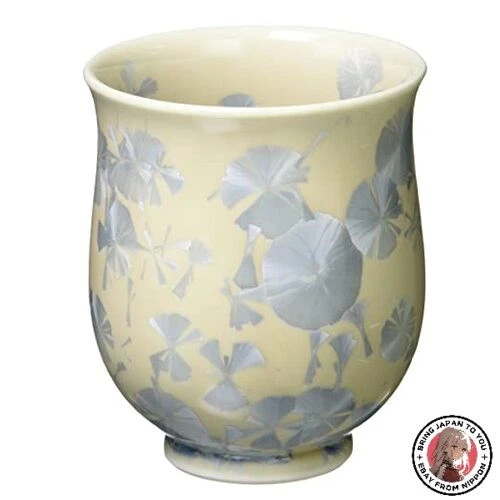 Horno Touan Kyoto Kiyomizu Ware taza de té grande flor cristal azul porcelana