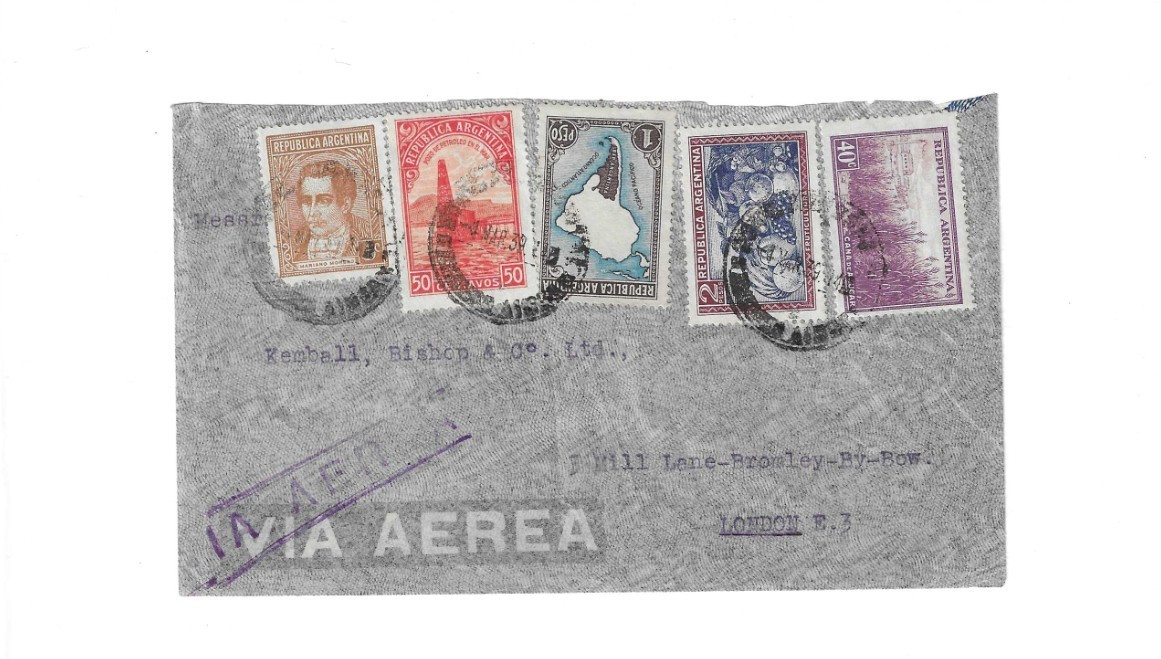 ARGENTIUNA 1939 Cover sent to London - back flap missing