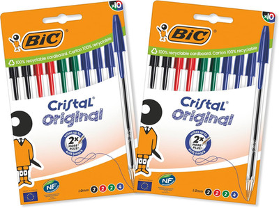 BIC 962704 Kugelschreiber Cristal Original, 2 Beutel Auf 10 Stück, Sortiert
