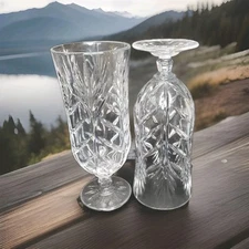 Fifth Avenue Portico Iced Tea Glasses 8” Tall Lead Crystal Set of 2