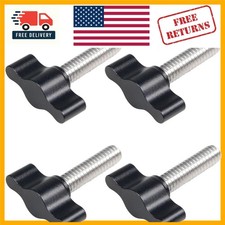 4 Pcs 1/4"-20 Stainless Steel Thumb Screws with Adjustable Black Wing Knobs