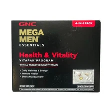 GNC Mega Men Essentials Health & Vitality Vitapak Program - 30 Packs, Exp 7/26