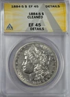 1884 S Morgan Silver Dollar ANACS XF-45 Cleaned