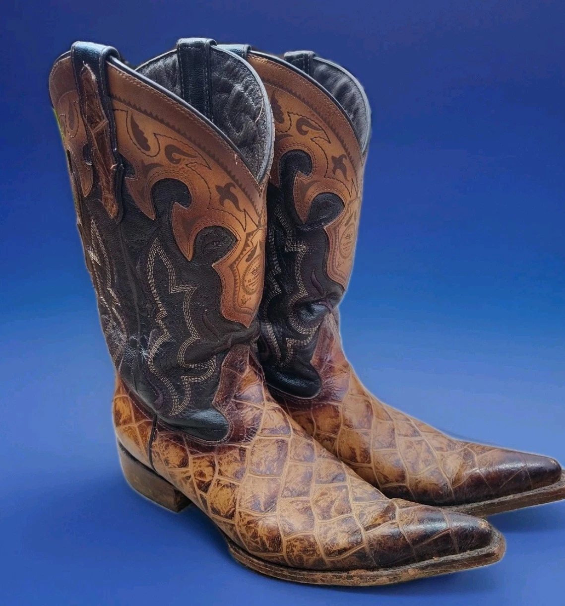 el general Exotic cowboy boots Botas Pirarucu Pointed 7 Limited Edition