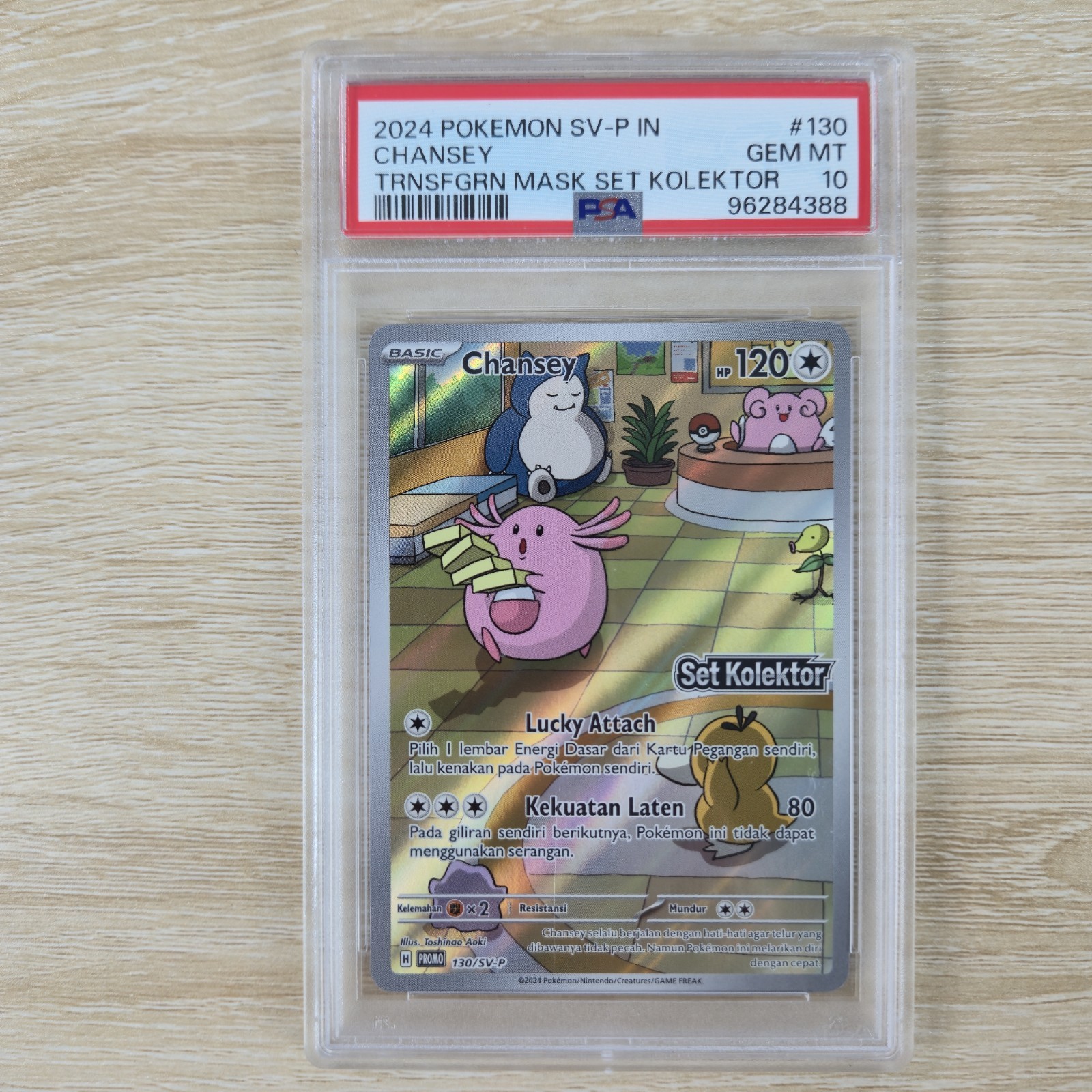 PSA 10 Chansey 130/SV-P KOLEKTOR SV6 Indonesian Stamped Center Pokemon Card