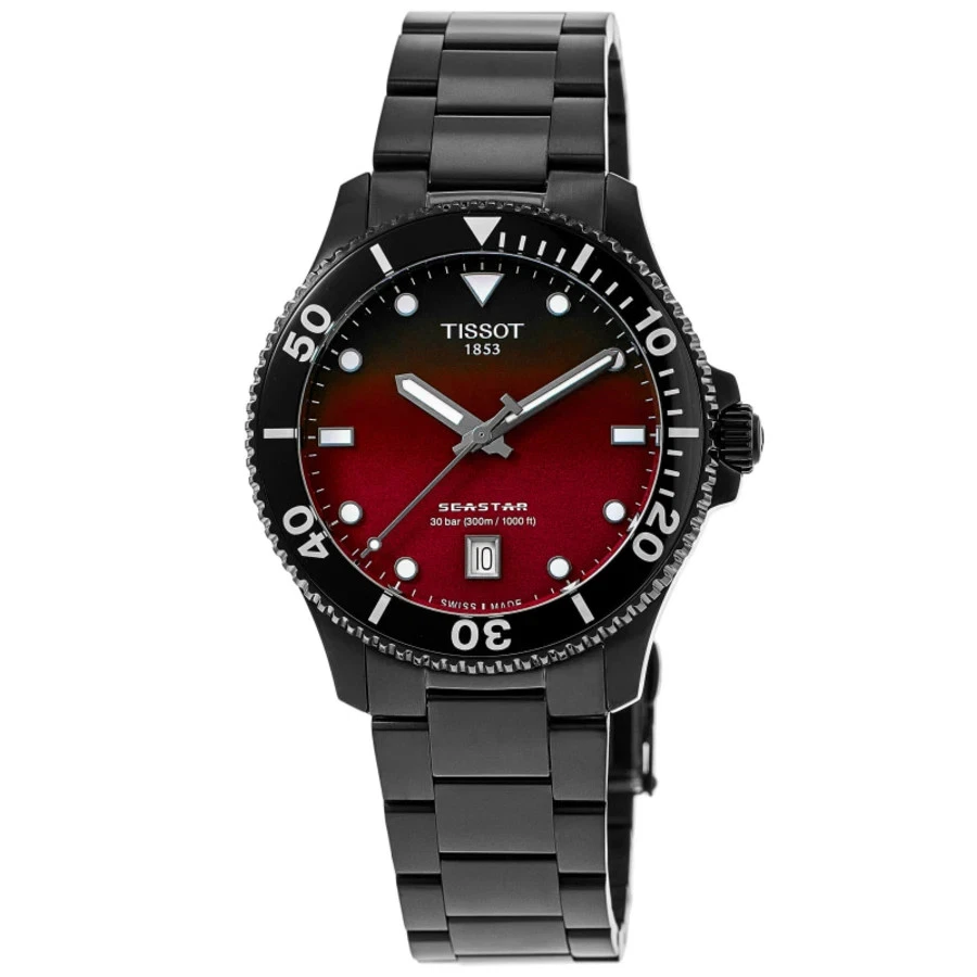 Nuevo Reloj Hombre Tissot Seastar 1000 Cuarzo Graduado Rojo-Negro T120.410.33.421.00