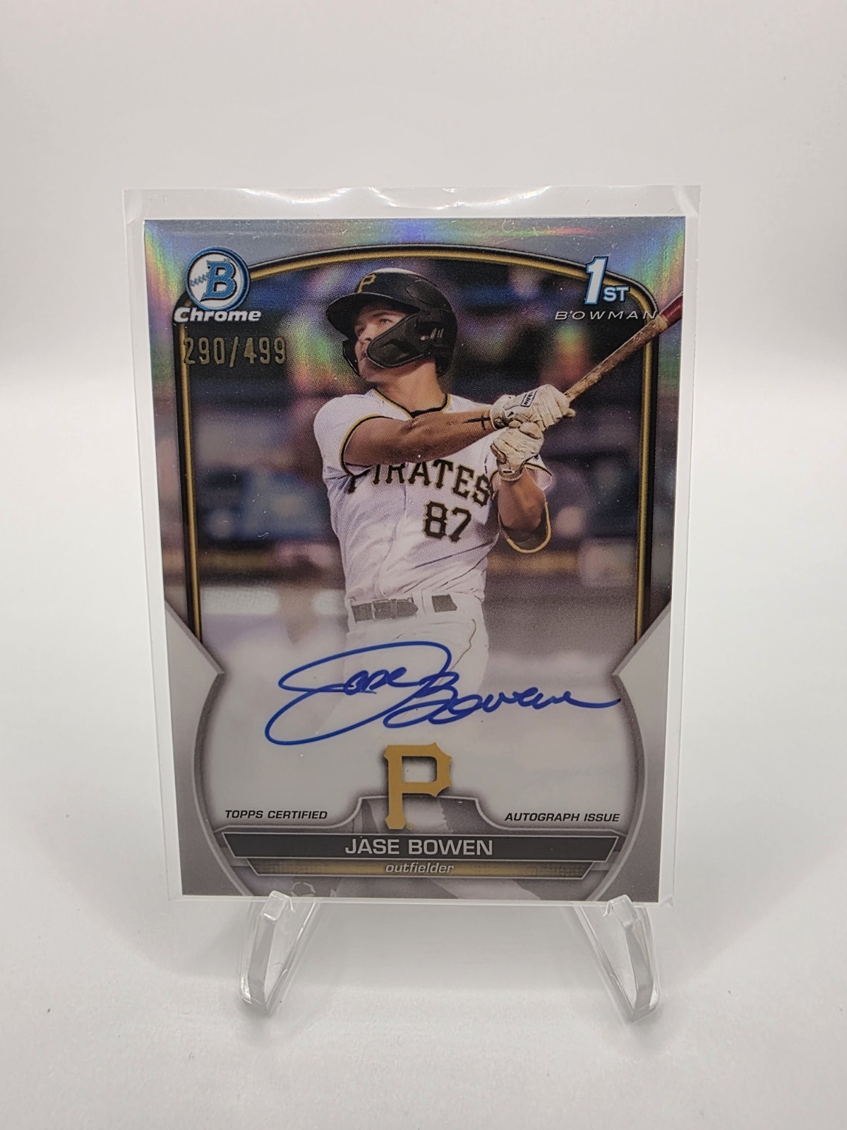 2023 Bowman Chrome Jase Bowen 1st RC Auto Refractor /499 SP CPA-JBN Pirates