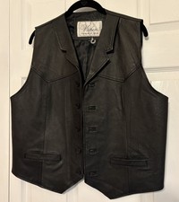 Vintage Vichen Of USA Black 100 Leather Men s Vest Size M Western Yoke Biker