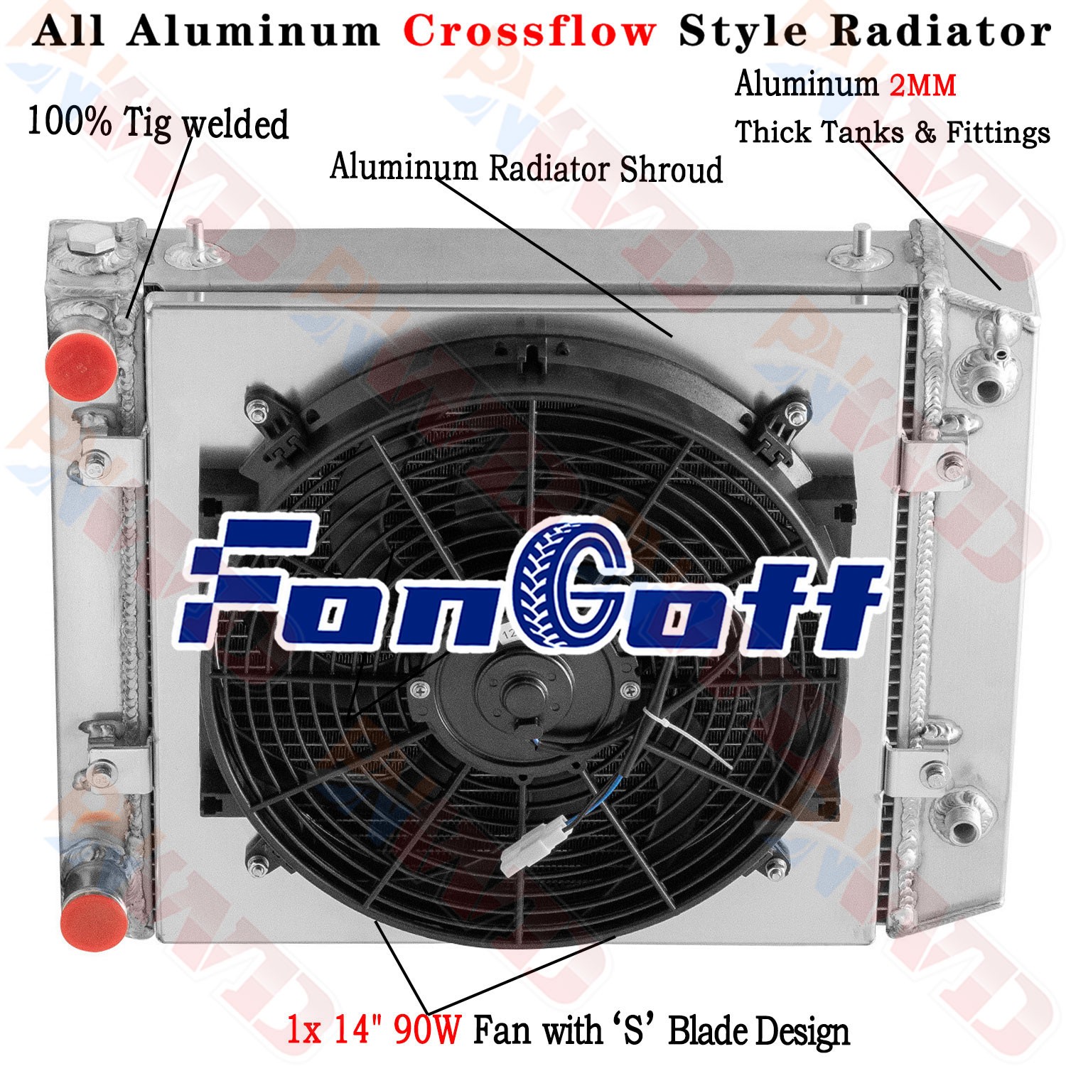3 Row Radiator Shroud Fan For 1994-1998 96 Land Rover Defender Discovery 300 TDI