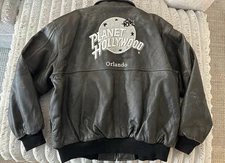 Vintage Planet Hollywood Orlando leather bomber jacket.