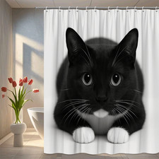 Adorable Black Cat Shower Curtain - Perfect for Cat Lovers