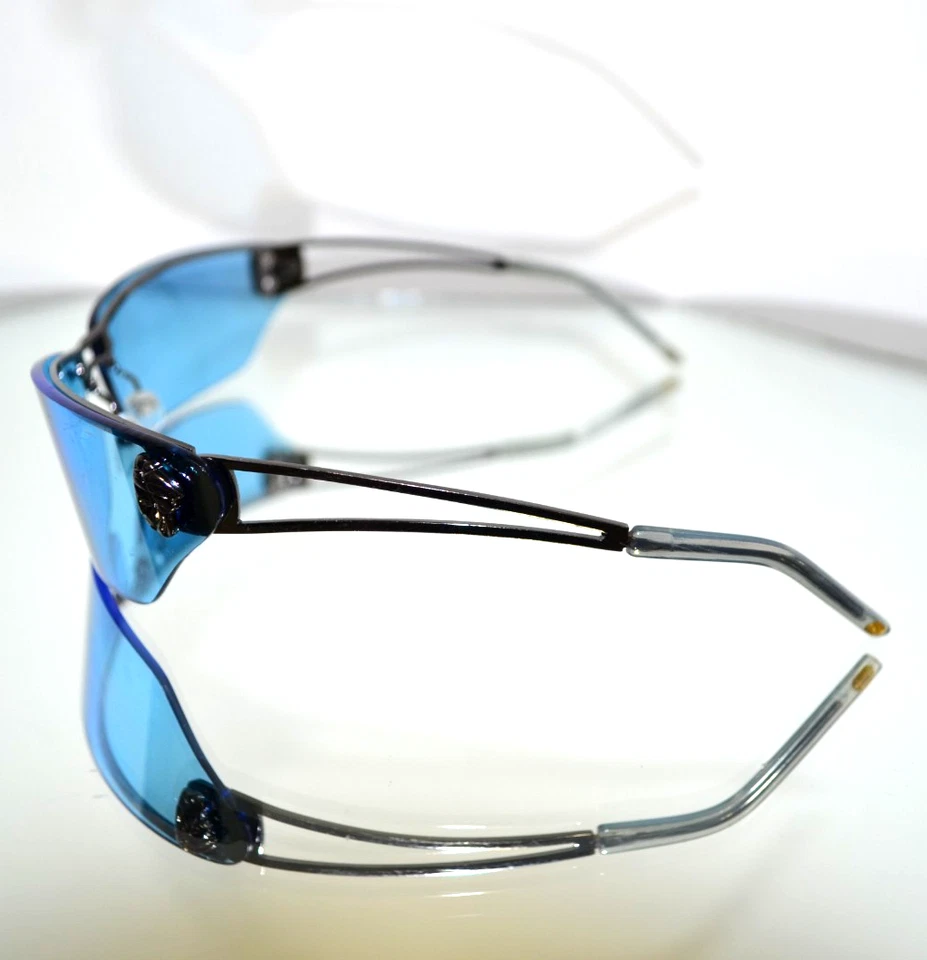 INSANE Versace Rimless Medusa Sunglasses Blue/Silver Y2K Vintage Mod. N25 N30 - Image 3 of 4