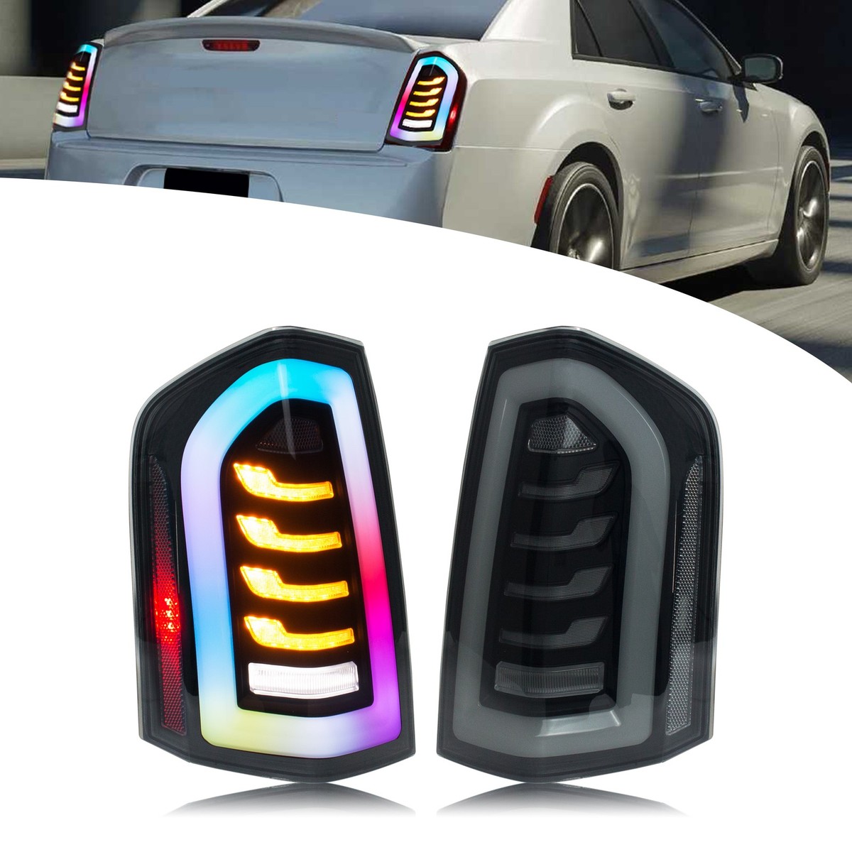 LED RGB Tail Lights for Chrysler 300 300C 300S 2011-2014 Rear