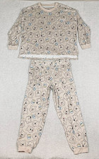 Disney Winnie The Pooh Pajama Set Women's M Brown Beige Long Sleeve Sleepwear