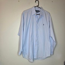 Ralph Lauren Blake Men's Light Blue Striped Button Down Shirt, Size L