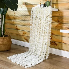Janinka 6.5 Feet Wisteria Flower Garlands Faux Vine Flower Backdrop for Wall ...
