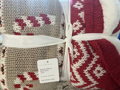 POTTERY BARN SPICER family FAIR ISLE KNIT JACQUARD THROW 50 X 60'' CHRISTMAS-NWT