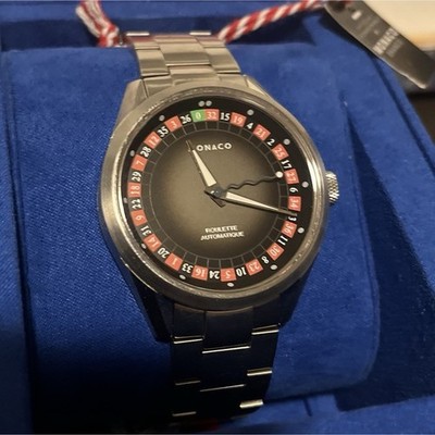 Monaco Roulette Automatique Automatic Men's Stainless Steel Black Dial Watch