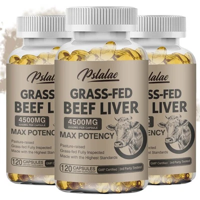 PSLALAE Grass Fed Beef Liver Capsules - Grass-fed,Undefatted,Natural Iron - Max Potency