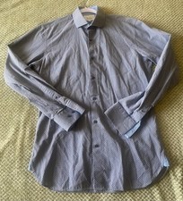 Ted Baker Endurance Dress Shirt Size 15.5 34/35 Flip Cuff Contrasting Trim Blue