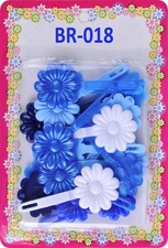 Tara Girls Self Hinge Plastic Flower Hair Barrettes 18 Pieces Selection Blue...