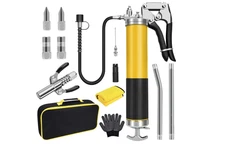 Grease Gun Kit, Heavy Duty 7000 PSI Pistol Grip Grease Gun with 14 oz Capacity,