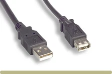 USB 2.0 Extension Cable Black 10ft A-Male to A-Female Passive