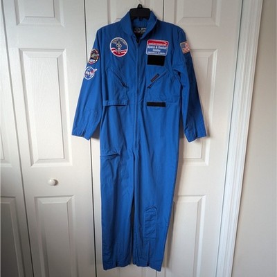 Authentic US NASA Space Camp Blue Flight Jumpsuit 5 Patches Size 18Y ~Adult XS