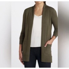 NEW Pink Clover Women Green Two Pocket Long Sleeve Open Cardigan Winter Chic