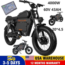 4000W Electric Motorcycle 60V 43AH 20*4.5" Fat tire E-bike CHEEVALRY GT20 US