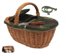 Cesta paniere Delfiero in vimini per funghi con coltello