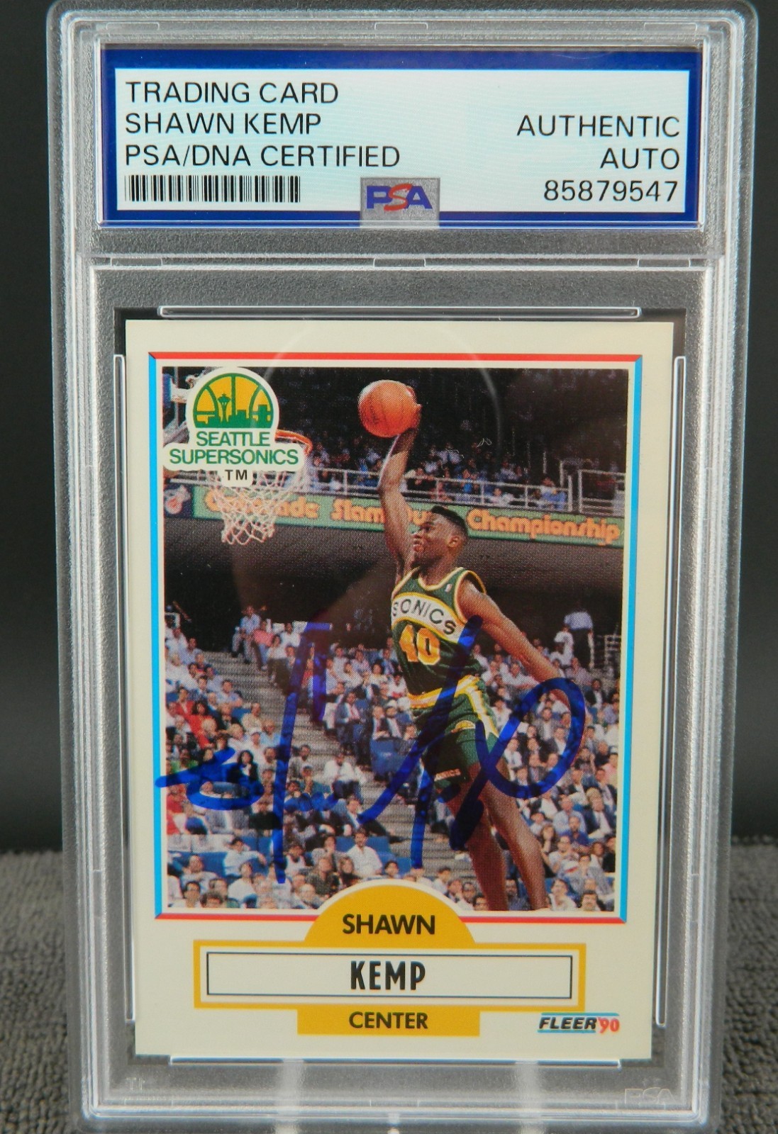 1990 Fleer Basketball AUTO Shawn Kemp ROOKIE #178 PSA/DNA Authentic Autograph view 1