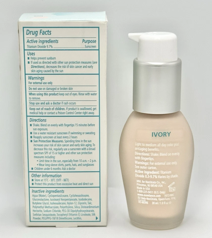 Exuviance Cover Blend Skin Caring Foundation - IVORY - 1 fl. oz. Full Size NIB - Image 2 of 4