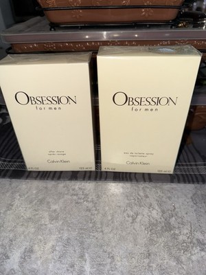 OBSESSION by Calvin Klein 4fl Aftershave & Eau De Toilette Spray NEW SEALED 2pk.