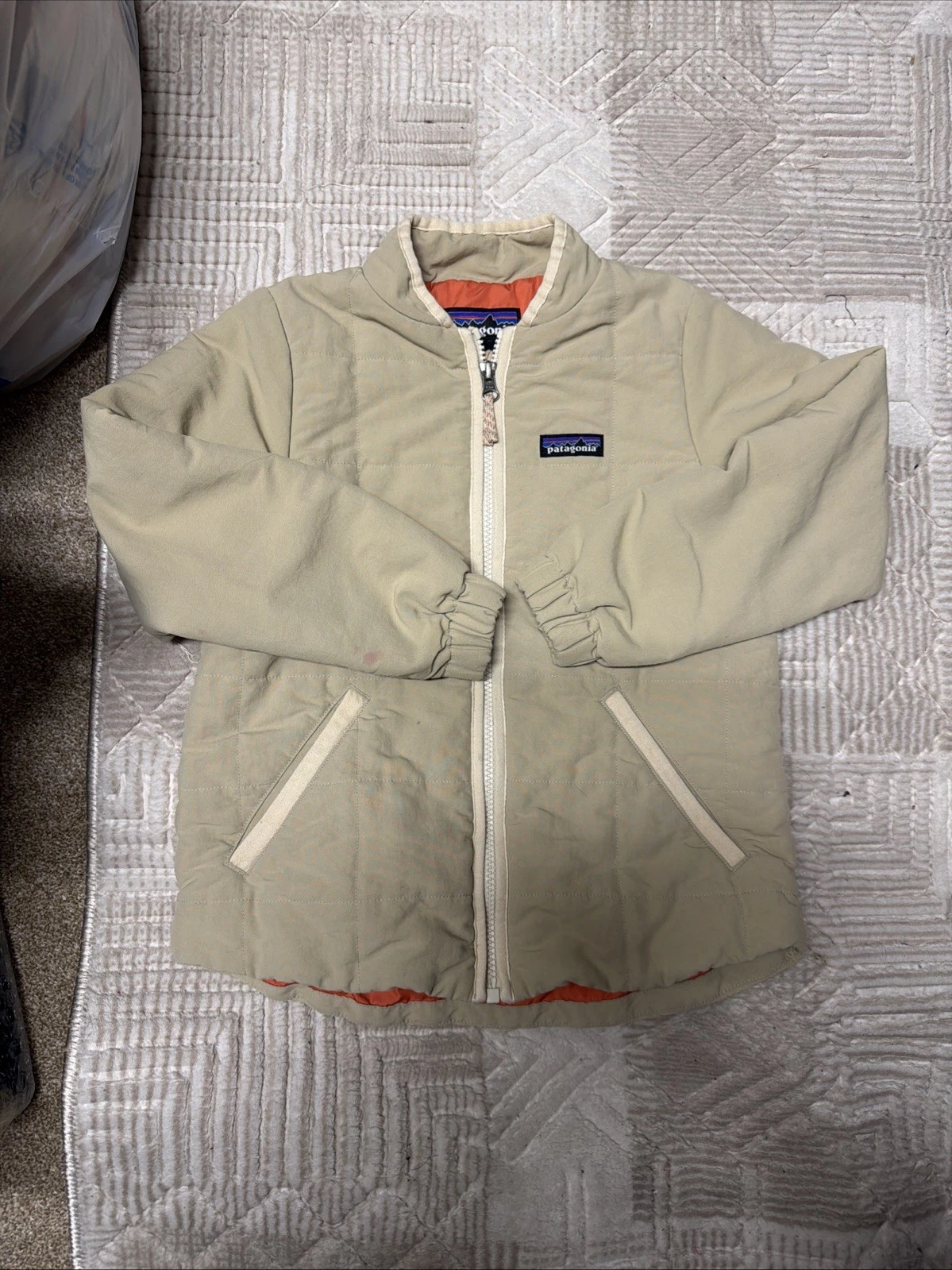 Patagonia Kids Jackets Beige Full Zip Fleece Lined Pockets