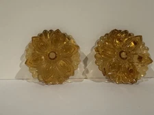 Antique Vintage Art Deco Depression Amber Glass Curtain Hold Backs Tie Backs