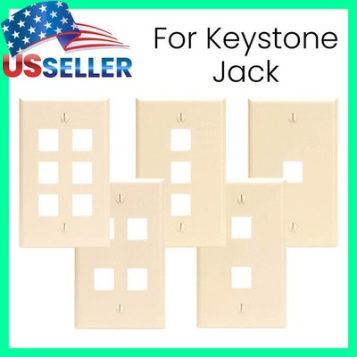 Keystone Wall Plate Standard Size Snap-In Keystone Jack Face Plate Ivory LOT