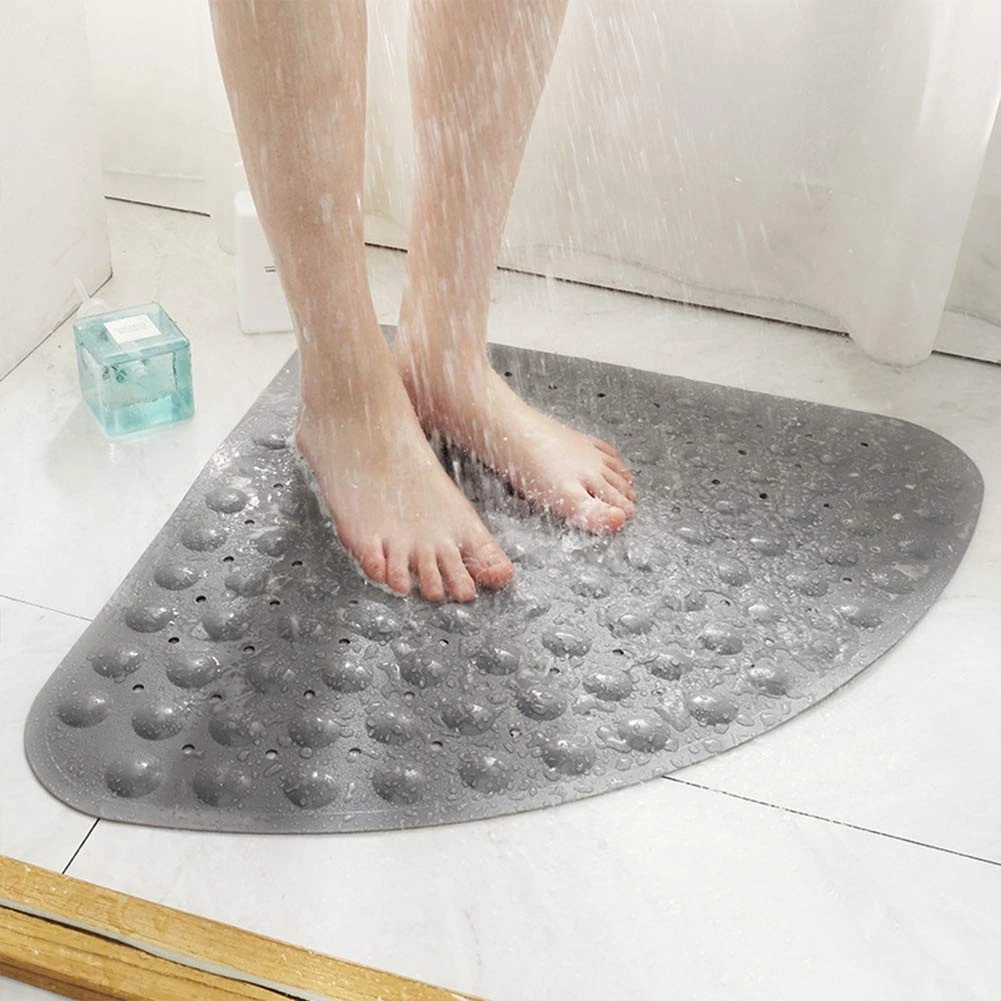 Eanpet Bath Mat Non-Slip Tub Shower Mats 27.5" x 27.5", Triangle, Grey