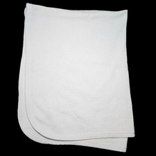 VTG Carters Baby Blanket Thermal Waffle Weave Cotton Offwhite Made USA 26 X 33