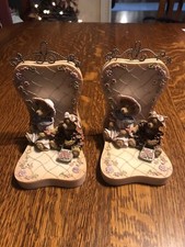 Teddy Bear Book Ends Girls or baby room Resin country look bookends