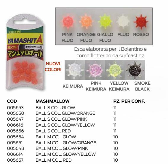 YAMASHITA MASHMALLOW esca elaborata per bolentino e flotterino surfcasting