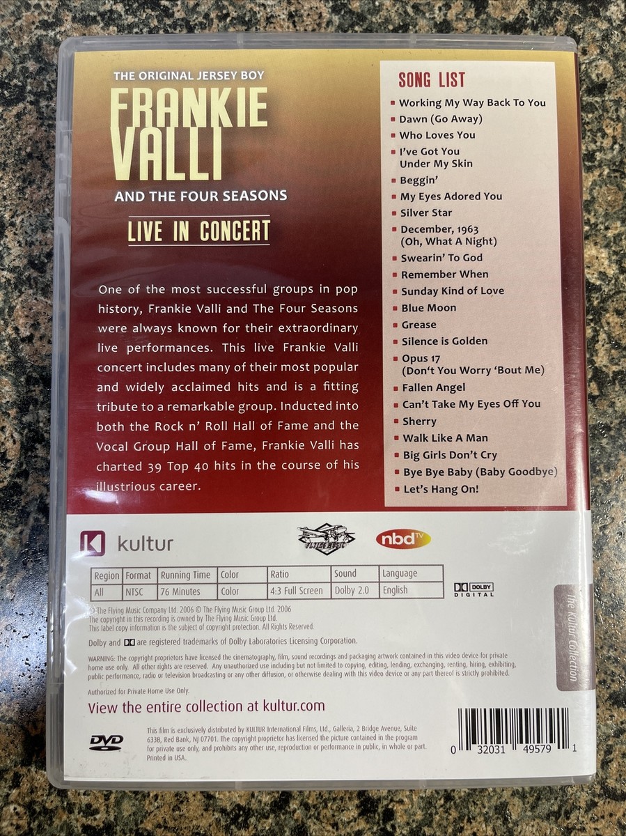 (未使用･未開封品)Frankie Valli Four Seasons Live Dvd Amazon.com: Frankie Valli And The Four Seasons: Live In Concert