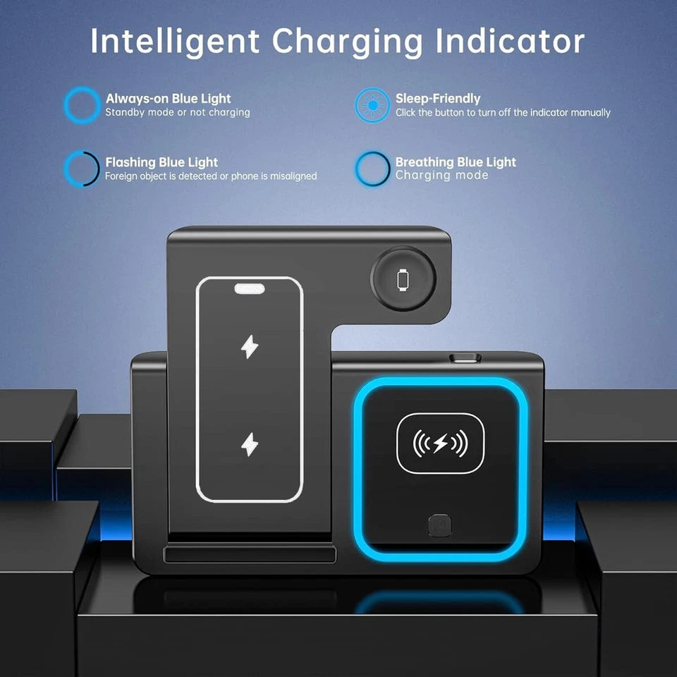 Wireless Charger For iPhone Apple Watch & AirPods 3 in 1 Wireless Charger Stand - Image 3 of 4