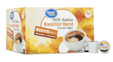Great Value 100 Arabica Breakfast Blend Medium Roast Ground Coffee Pods 96 Ct