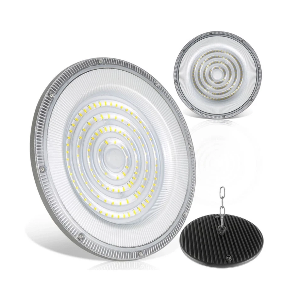 FARO INDUSTRIALE LED 100W DISCO ROTONDO UFO IP65 PLAFONIERA CAMPANA 6500K - Immagine 2 di 4