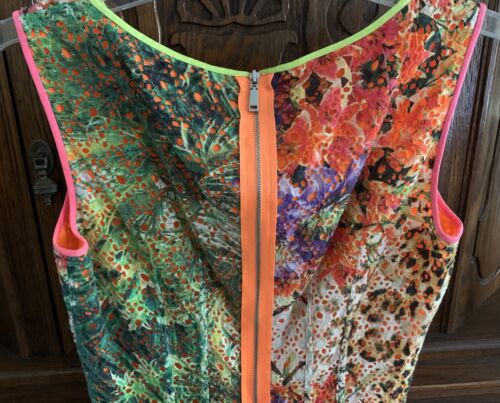 $598 ELIE TAHARI Dress 0 XS Claudia Tropical Leopard Print Eyelet Sleeveless NEW - Picture 9 of 11