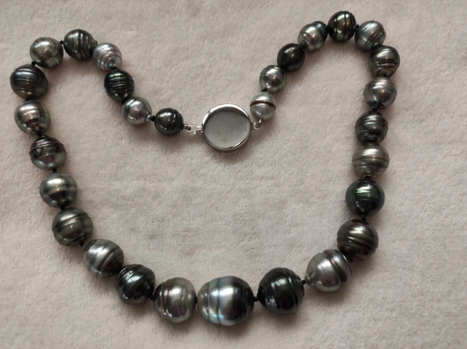 Collana di perle di Tahiti Barocche E Argento 925 - Immagine 3 di 4