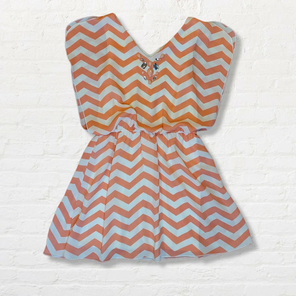 Speechless платье персиковый и белый шеврон девочек размер маленький раздельный рукав - Изображение 3 из 4